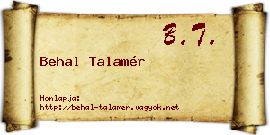 Behal Talamér névjegykártya